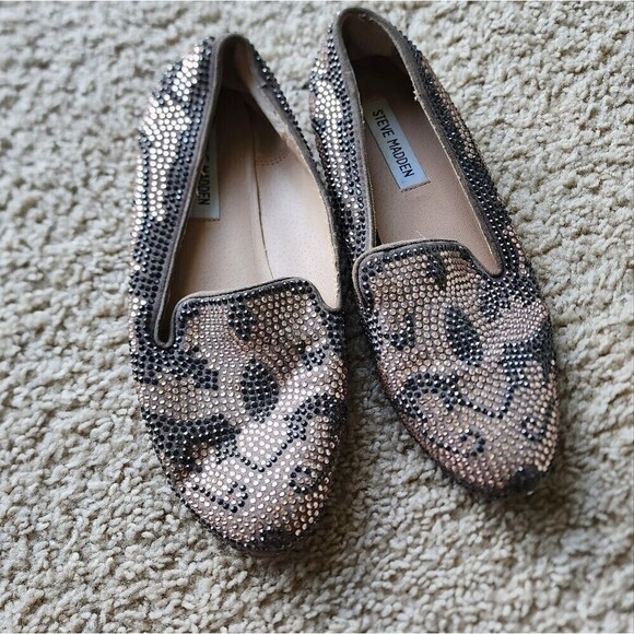 Steve Madden Conncord Blush Multi Studded Smoking Slipper Flats Size 8 - Picture 4 of 6